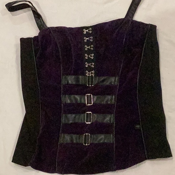 Purple Corset Top with Black Accents - Picture 1 of 8